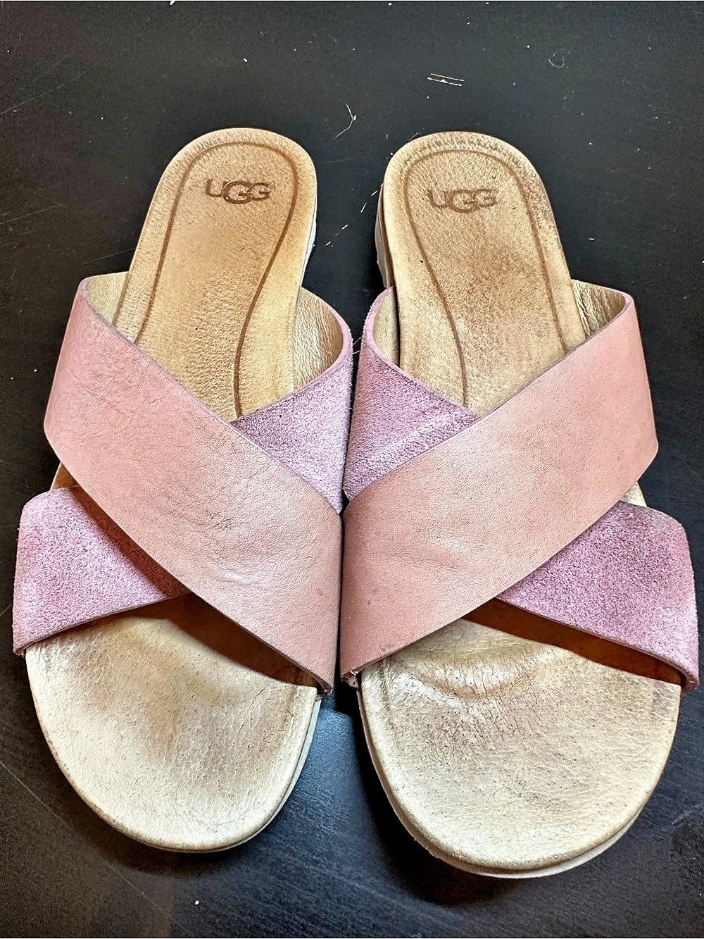 UGG Sanborn Cross Strap Platform Sandals Pink US 9